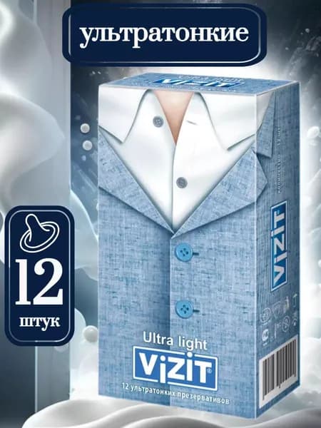Презервативы "ВИЗИТ" (VIZIT), ультратонкие, 12шт