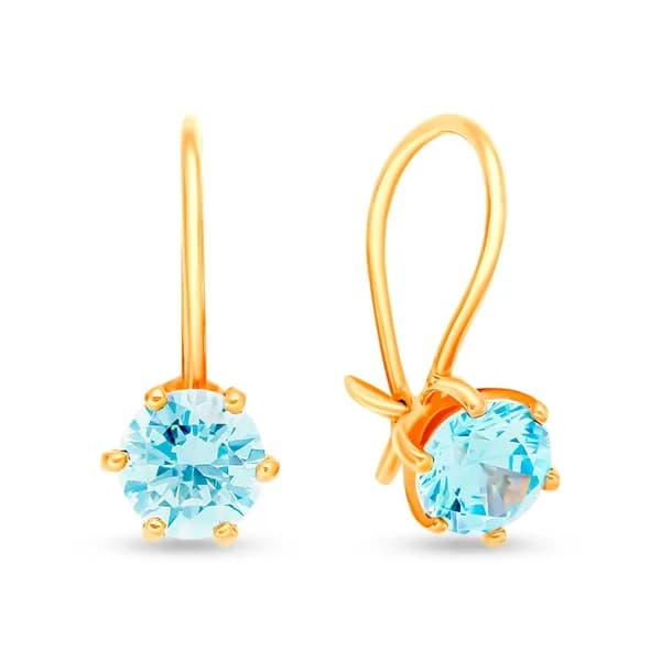 Серьги детские с фианитами из красного золота 375 пробы 585GOLD