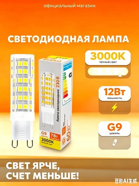 Лампочка, Цоколь:G9, 12 Вт, Светодиодная, 1 шт.