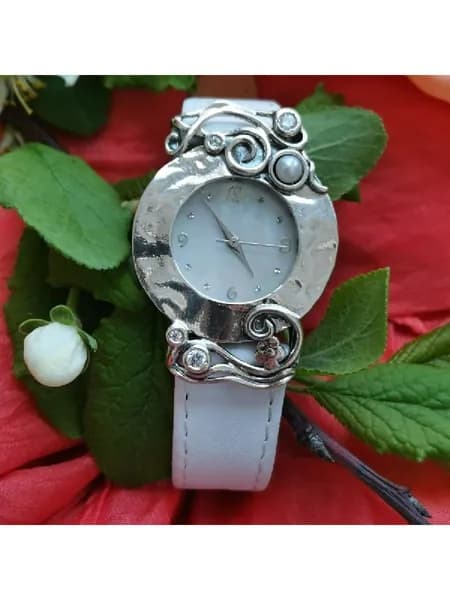 Серебряные часы Жемчуг Циркон 925 Израиль 01W694WPL