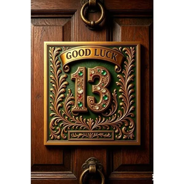 Металлическая табличка на дверь номер 13 винтажная с надписью Good Luck декор входа