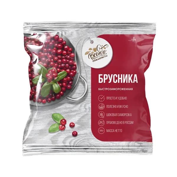 Брусника 300 г, Всегда пожалуйста, замороженная