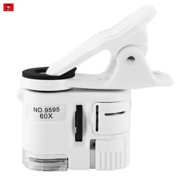 Микроскоп карманный 9595-W 60x с клипсой и подсветкой
