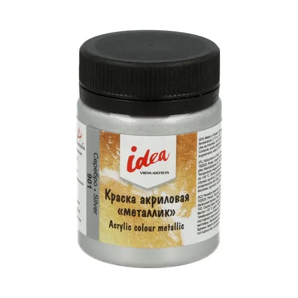 VISTA-ARTISTA idea краска акриловая для декора, металлик, 50 мл, 901 Серебро (Silver), IME-50
