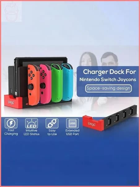 Док-станция для зарядки 4 Joy-Con (Nintendo Switch/OLED) - зарядное устройство контроллеров