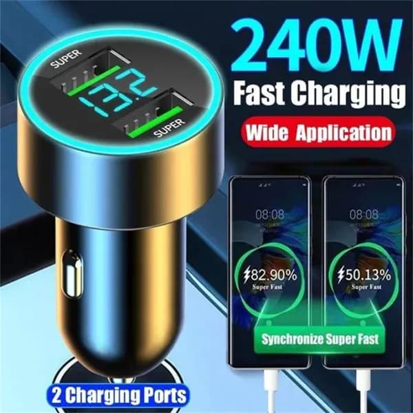 Автомобильное зарядное устройство в прикуриватель авто 240W, зарядка для телефона в машину USB