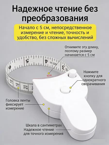 Рулетка мягкая для измерения объемов тела 1,5 м / 1 шт