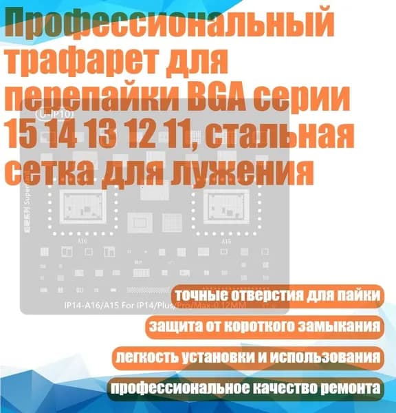 Профессиональный трафарет для перепайки BGA серии 15 14 13 12 11, стальная сетка для лужения, Серия IP14 с процессором