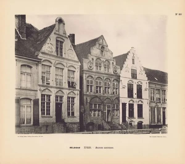 Бельгия. Город Ипр. Старые дома. Антикварная фототипия. Берлин, 1896 г.