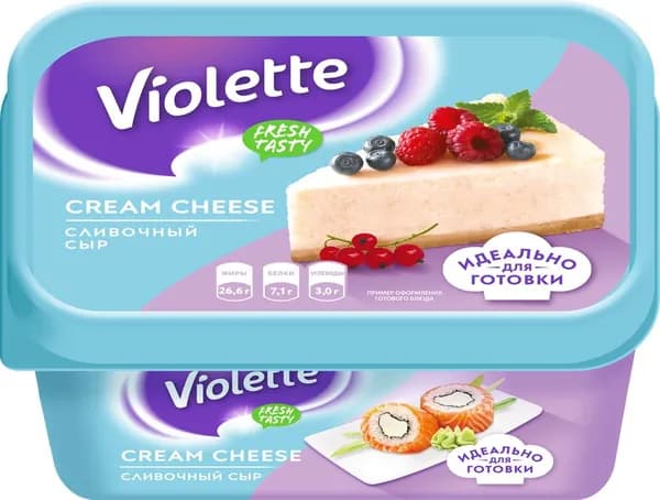 Сыр творожный КАРАТ Violette Cream Cheese Сливочный 70%, без змж, 400г - 3 шт.