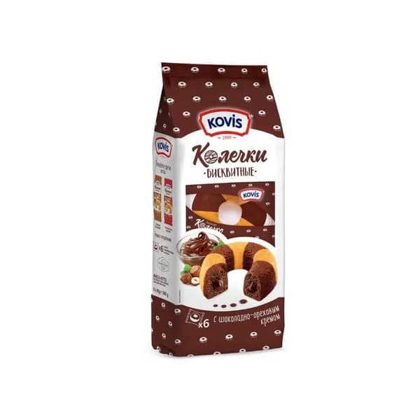 Kovis Сдоба Колечки с шоколадно-ореховым кремом,240 г