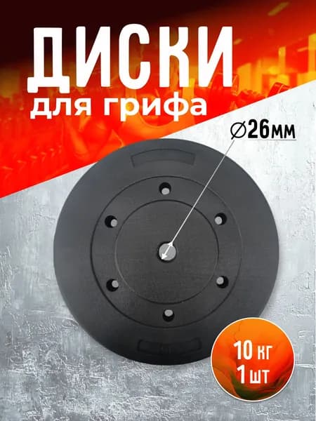 Диск (блин) для гантелей и штанги 10 кг 1 штука