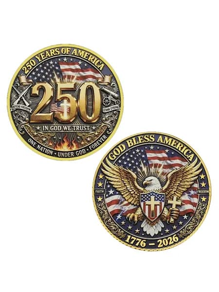 Памятная медаль 250-летие США 1776-2026, Юбилей Независимости, сувенир с цветной эмалью