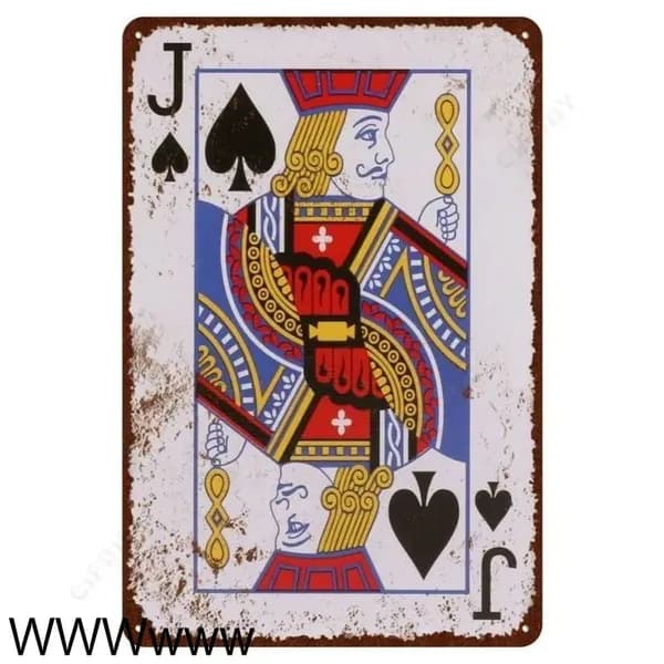 игральная карта постер на стену, табличка металлическая 20x30cm