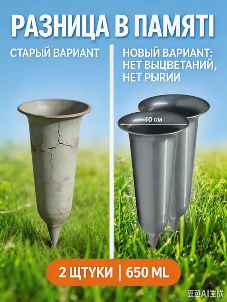 Вазы цветочные c колышком в землю 0,65л, 2шт