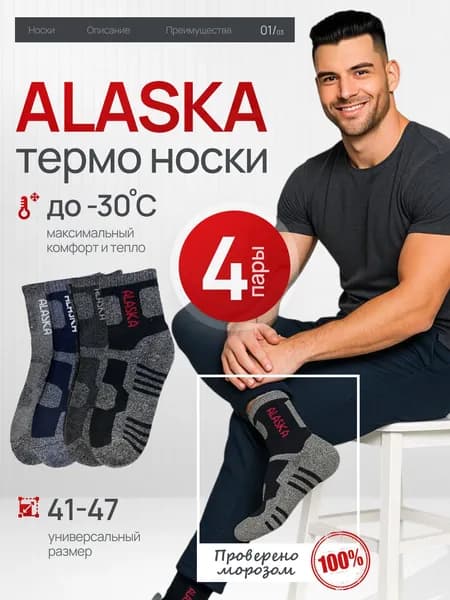 Носки мужские, 4 пары