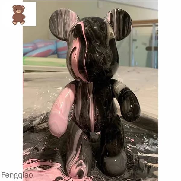 Набор для творчества мишка с красками Bearbrick fluid art 23 см(Белый, розовый, черный)