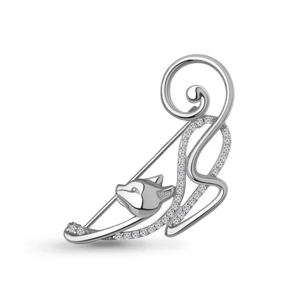 Серебряная брошь DIAMANT-ONLINE с фианитом 925 пробы