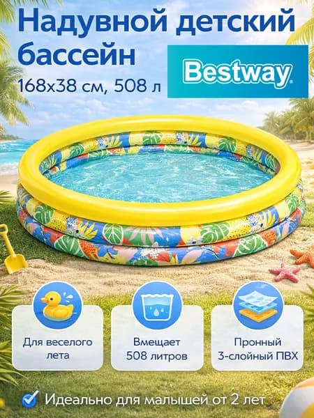 Надувной бассейн детский Bestway 51203, 508 л, 168 х 38 см