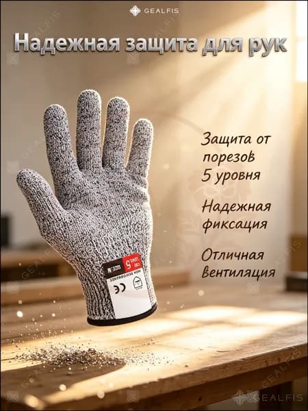 Перчатки защитные от порезов HPPE 5 уровень защиты для кухни и сада 1 пара размер M L XL для разделки рыбы и работы со стеклом