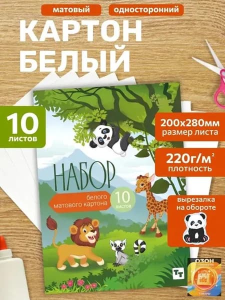 Картон A4, количество листов: 10