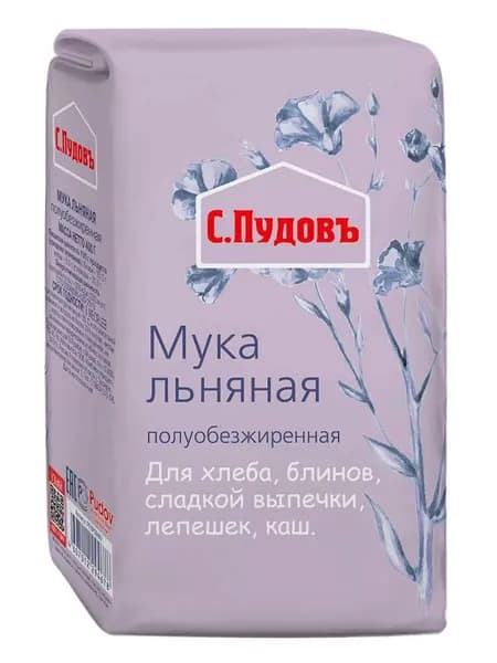 Мука С.Пудовъ льняная полуобезжиренная 400 г