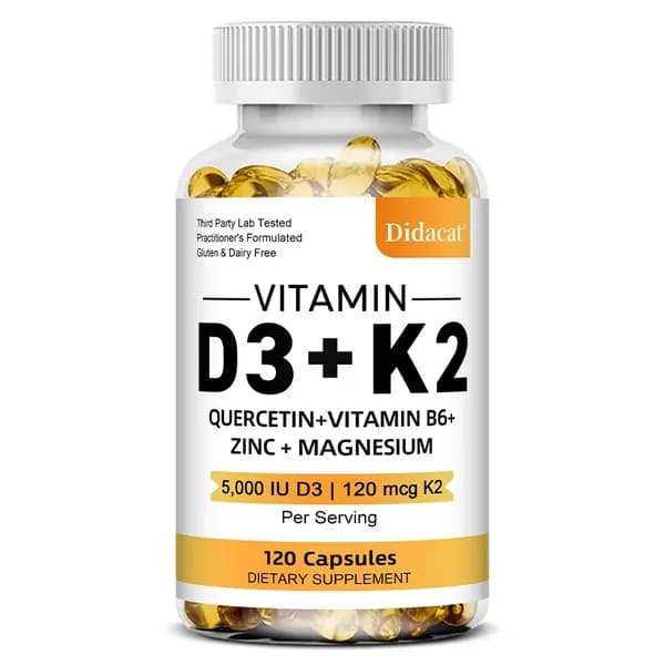 Витамины D3 и K2 поддерживают здоровье зубов и мышц, а также обеспечивают энергию и жизненные силы.