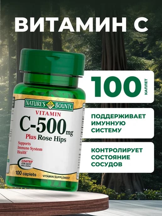 Витамин С и Шиповник 500 мг, 100 таблеток