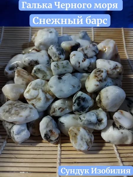 Галька морская снежный барс кварц