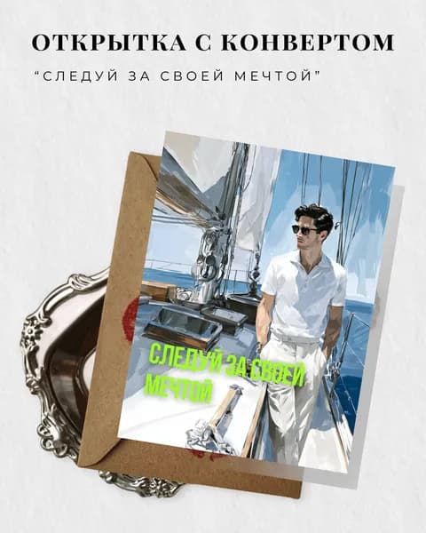 Открытка мужчине на день рождения "Следуй за своей мечтой", 10 x 15, с конвертом