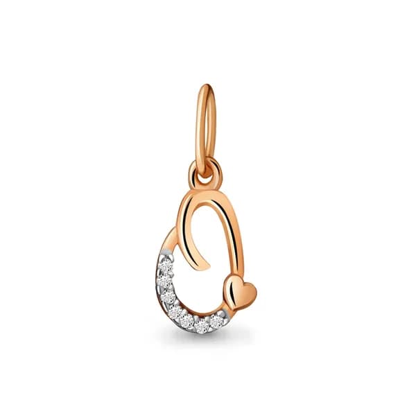 Золотая подвеска-буква О DIAMANT-ONLINE с фианитом 585 пробы