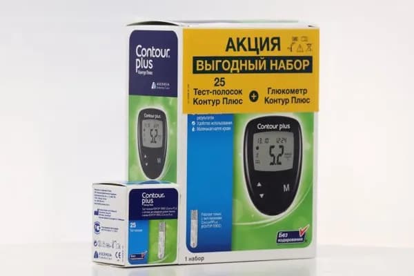 Глюкометр "Contour PLUS"+ Тест-полоски "Контур плюс"№ 25