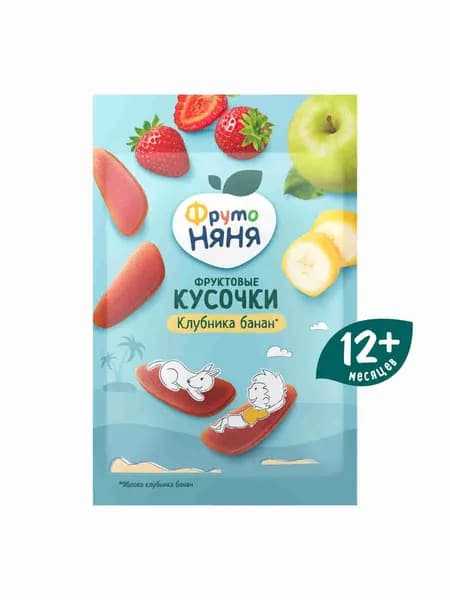 Фруктовые кусочки ФрутоНяня яблоко, клубника, банан, 15 г