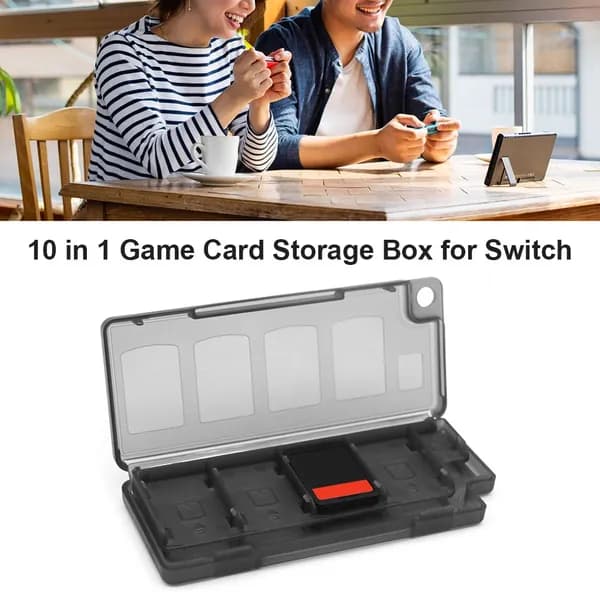 10 в 1 Защитный футляр для хранения игровых карт для Nintendo Switch (черный)