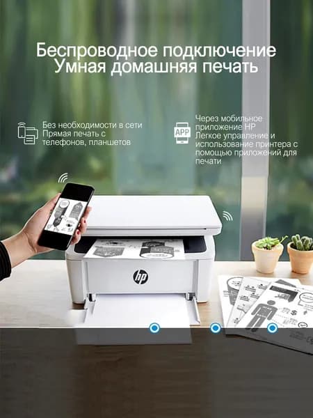 HP МФУ Лазерное HP МФУ Лазерное Laserjet Pro M30w (A4, принтер/сканер/копир, 600dpi, 30ppm, 64Mb, WiFi, USB) (7MD74A), белый