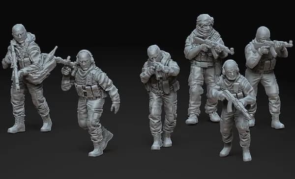 Военные наёмники 2. С подставками. Масштабная модель 1:72.