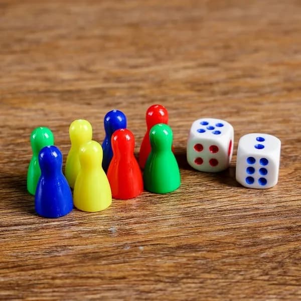 Набор для игры в кости 8 фишек 2.5х1.5х1.5 см, 2 кубика 1.5х1.5 см