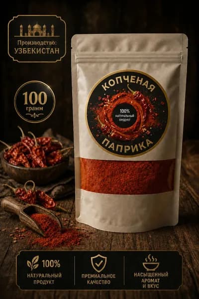 Паприка копченая молотая 100 грамм, натуральная специя и приправа для мяса, курицы, рыбы и овощей