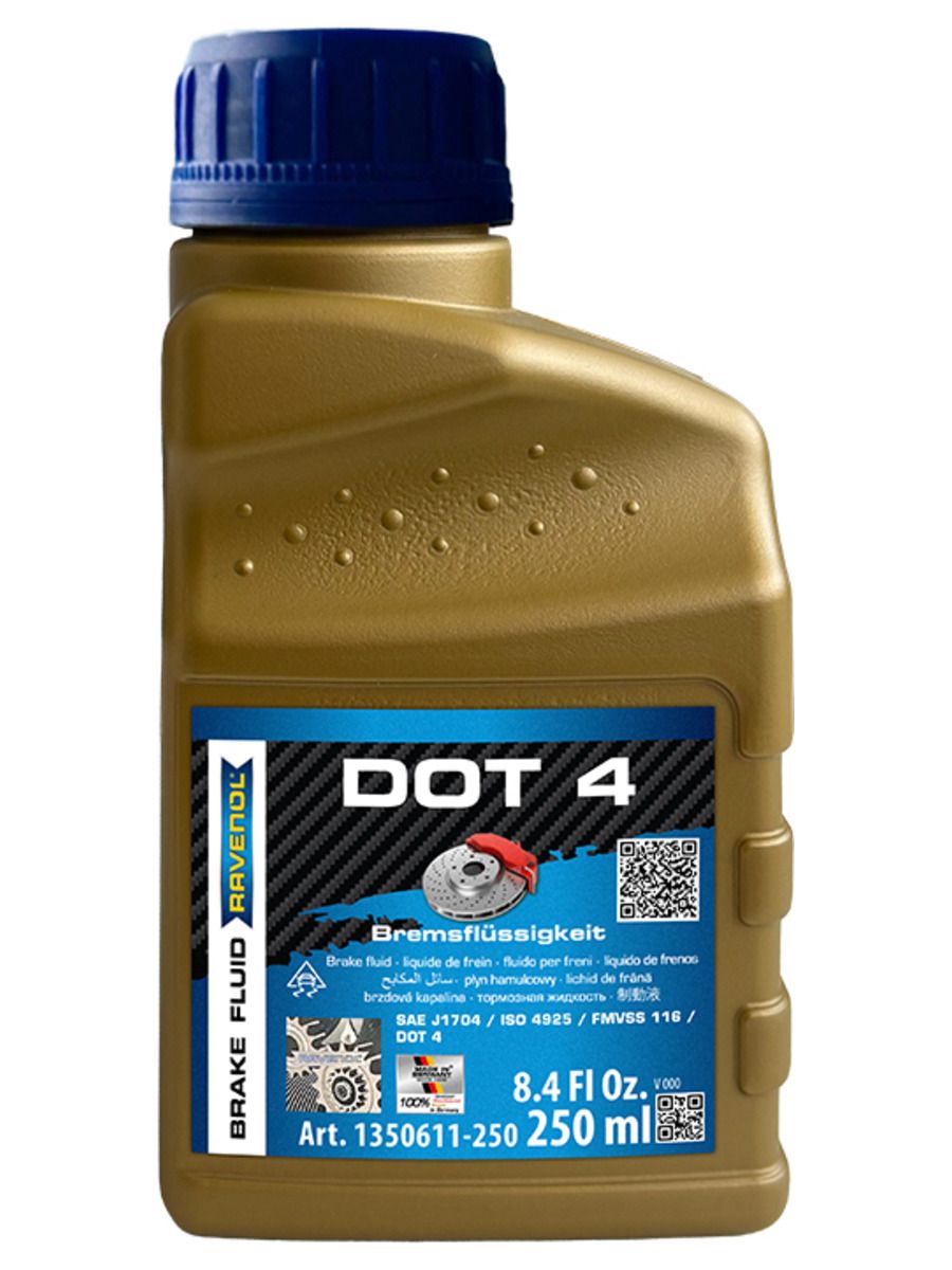 Тормозная жидкость RAVENOL DOT 4, 250 мл