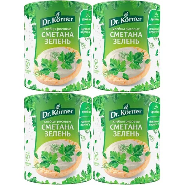 Хлебцы рисовые Dr.Korner со сметаной и зеленью 80 г, набор: 4 штуки