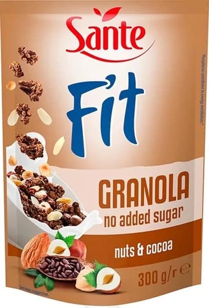 Мюсли SANTE FIT GRANOLA Орех-какао, без добавления сахара 300г , Финляндия