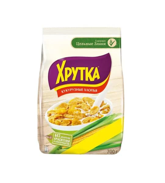 Хрутка Хлопья кукурузные хрустящие, обогащенные кальцием, 700 г, 1 уп