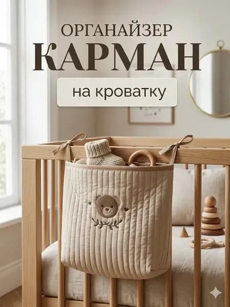 Карман органайзер на детскую кроватку для новорожденных