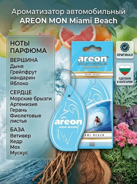 Ароматизатор автомобильный AREON MON Miami Beach