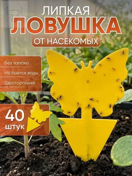 Липкая ловушка от мошек в цветах комнатных