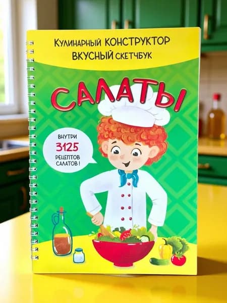 Детская интерактивная кулинарная книга для записи рецептов А4 + конструктор салатов