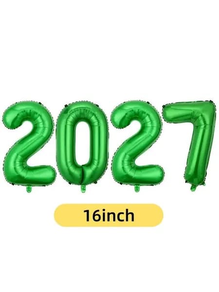 Фольгированные шары-цифры 2027 (16/32 ) многоцветный декор для Нового года, Рождества и выпускного, 1 набор.