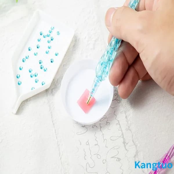 Точечный карандаш для алмазной вышивки с клеящей массой, синий, длина 175 мм