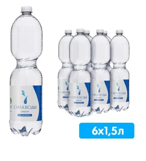 Вода питьевая Сила воды Карелия 6 шт по 1,5 л, без газа, Пэт
