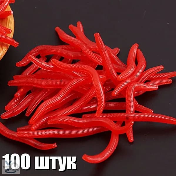 Красный бионический дождевой червь рыболовная приманка, 100 штук.